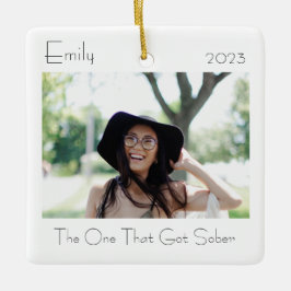 Sobriety Elegant Modern Minimaal Foto Sober Gift Keramisch Ornament