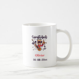 Sobriety Rocks Fun Cartoon Custom Naam Sober Datum Koffiemok
