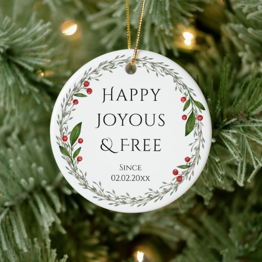 Sobriety Slogan Aangepaste Datum, Sober Kerstcadea Keramisch Ornament (Boom)