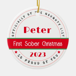 Sobriety Xmas Gift, naam Keramisch Ornament