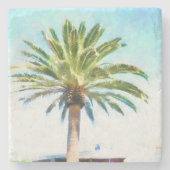SoCal-palmboom Stenen Onderzetter (Voorkant)