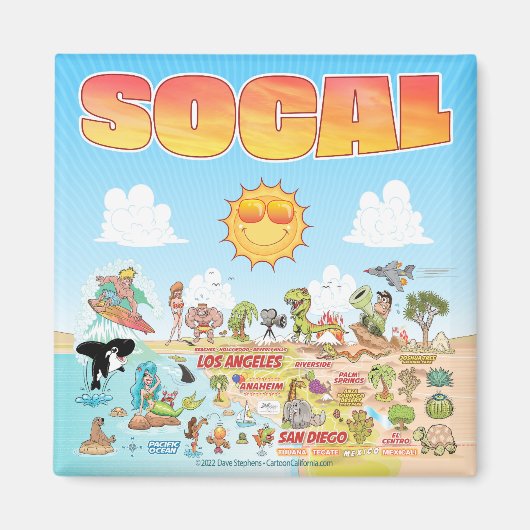 SoCal Sunny Cartoon Magnet (Devant)