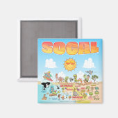 SoCal Sunny Cartoon Magnet Magneet (Voorkant / Achterkant)