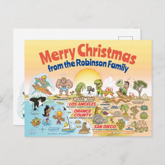 SoCal Sunset Aangepaste Kerstmis Briefkaart (Voorkant / Achterkant)