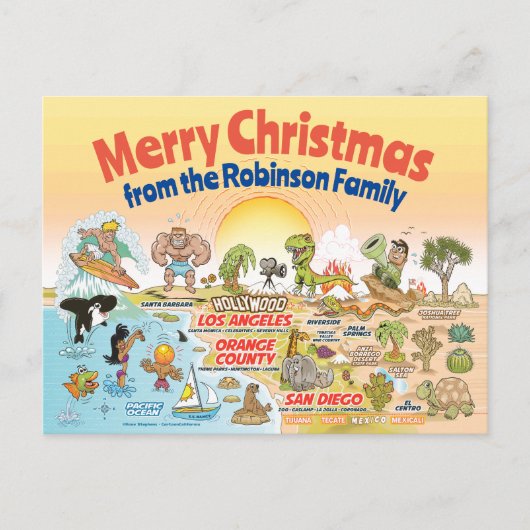 SoCal Sunset Aangepaste Kerstmis Briefkaart (Voorkant)