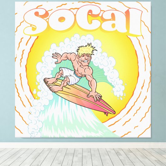 SoCal Surfer Canvas Afdruk (Insitu (Houten vloer))