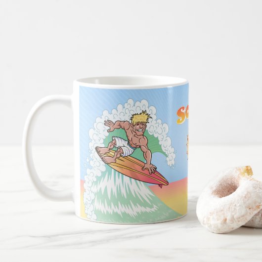 SoCal Surfer met Sun Koffiemok (Met donut)