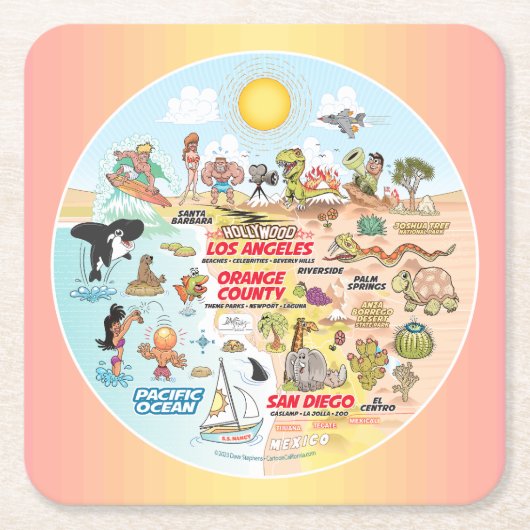 SoCal Vierkante Kartonnen Onderzetter (Voorkant)