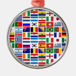 SOCCER 2014 vlaggen patroon Metalen Ornament