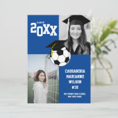 Soccer Afstuderen Sports Blue White Aankondiging (Staand voorkant)