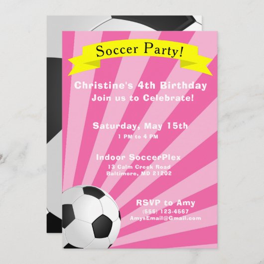 Soccer Anniversaire Fête Invitation (Devant / Derrière)