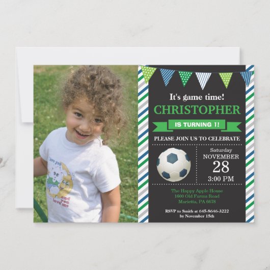 Soccer Anniversaire Invitation 1er Anniversaire (Devant)