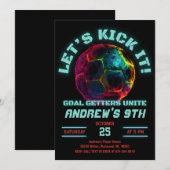 Soccer Anniversaire Invitation Carte Minimaliste (Devant / Derrière)