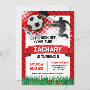 Soccer Anniversaire Invitation RED