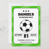 Soccer Anniversaire Invitation Simple Vert (Devant)