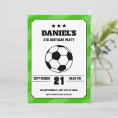 Soccer Anniversaire Invitation Simple Vert (Debout devant)