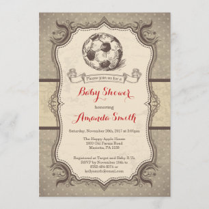 Soccer Baby shower Invitation  Retro Kaart