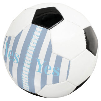 Soccer Ball Blue & White Stripe He said Yes  Voetbal