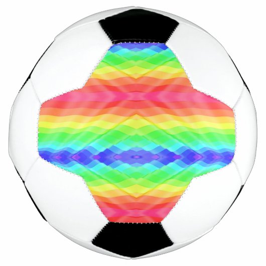 Soccer ball featuring a vibrant rainbow geometric  (Devant)