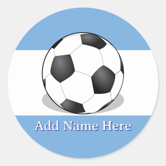 Soccer Ball on Light Blue and White Background Ronde Sticker (Voorkant)