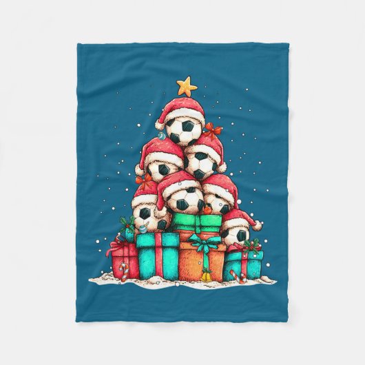 Soccer Ball Player Le Christmas Tree Xmas Long Sle Fleece Deken (Voorkant)