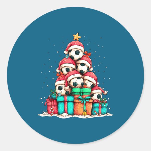 Soccer Ball Player Le Christmas Tree Xmas Long Sle Ronde Sticker (Voorkant)
