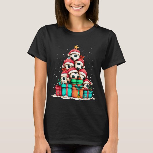 Soccer Ball Player Le Christmas Tree Xmas Long Sle T-shirt (Voorkant)