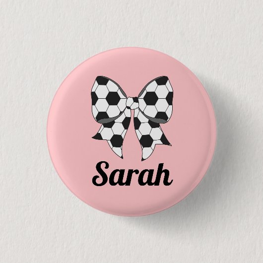Soccer Ball Ribbon Bow Custom Button (Voorkant)