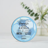 SOCCER BALL ROND Bleu Anniversaire Invitation de f (Debout devant)