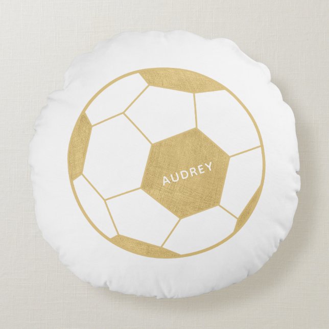 Soccer Ball Sports Cadeau sur mesure Gold Coussin  (Devant)