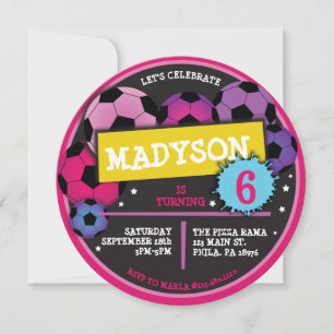 SOCCER BALLS Filles Anniversaire Fête Invitation