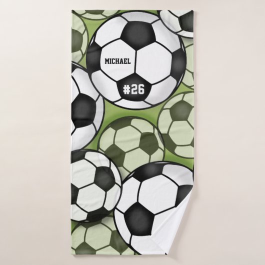 Soccer Balls Motif Enfants garçons Nom Jersey Numé (Serviette de bain)