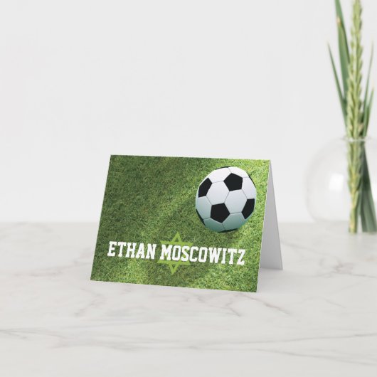 Soccer Bar Mitzvah Carte de remerciements pliée (Devant)