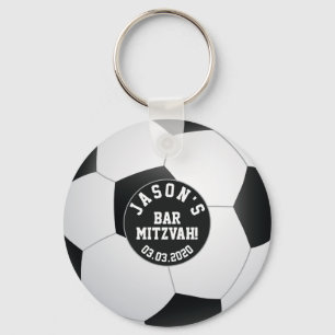Soccer Bar Mitzvah Favor Sleutelhanger Black White