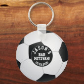 Soccer Bar Mitzvah Favor Sleutelhanger Black White (Voorkant)