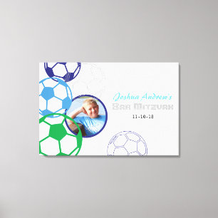 SOCCER Bar Mitzvah Sign In Photo Memory Board Canvas Afdruk