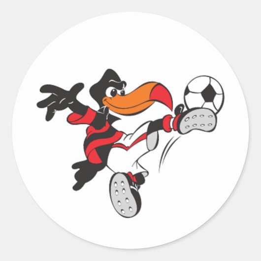 Soccer Bird Ronde Sticker (Voorkant)