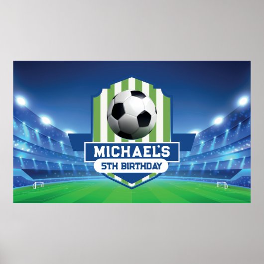 Soccer Birthday banner backdrop Poster (Voorkant)