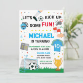 Soccer Birthday boy Invitation Kaart (Staand voorkant)