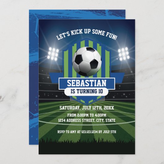 Soccer Birthday Invitation (Devant / Derrière)
