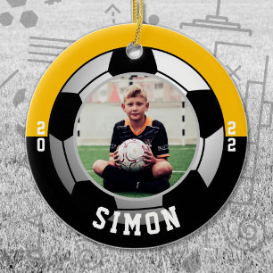 Soccer Black Gold Team Colors Keramisch Ornament