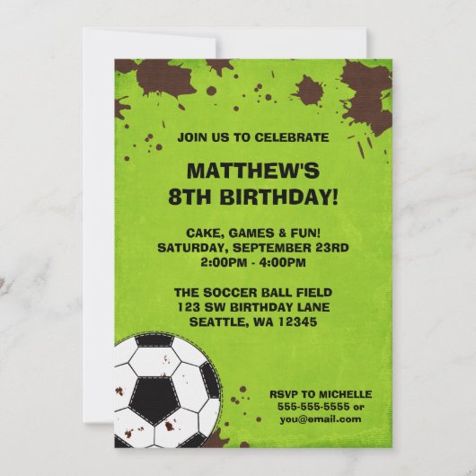 Soccer Boue Anniversaire Invitations (Devant)
