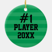  Soccer Boy 1 Rood en Wit Keramisch Ornament (Achterkant)