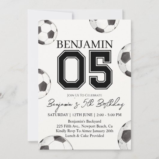 Soccer Boy 5e Invitation anniversaire - Soccer Par (Devant)