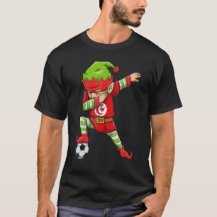 Soccer Boy Dabbing Elf Squad Kerstmis Tunesië Foo T-shirt