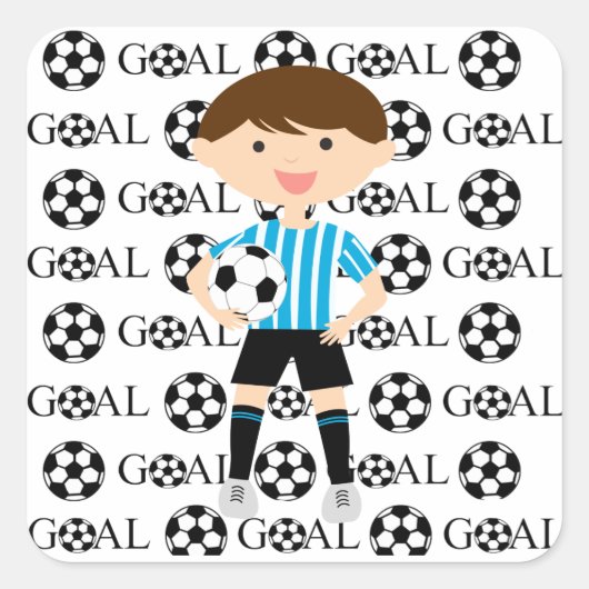 Soccer Boy Goal 1 Vierkante Sticker (Voorkant)