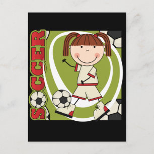 Soccer Brunette Girl T-shirts en cadeautjes Briefkaart