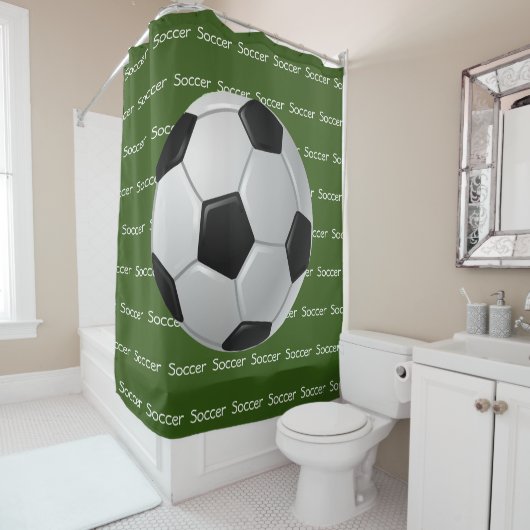 Soccer Carrelage Texte Design Douche Rideau (En situation)