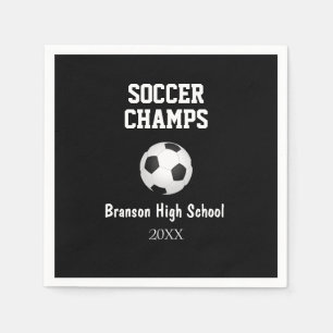 Soccer Champs Ball Personalized Party Napkins Servet