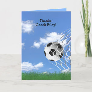 Soccer Coach thank you with ball in net Kaart